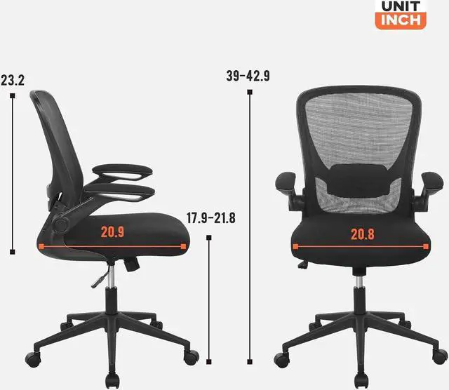 Alt view image 3 of 7 - Home Office Chair Ergonomic Desk Chair Mesh Computer Chair Swivel Rolling Executive Task Chair with Lumbar Support Arms Mid Back Adjustable Chair for Men Adults, Black
