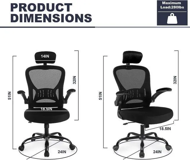 Alt view image 3 of 6 - Office Chair Ergonomic Desk Chair Comfort Adjustable Height with WheelsLumbar Support Mesh Swivel Computer Home Office Study Task Chair Black, Welcome to consult