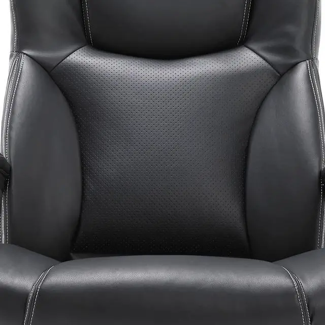 Alt view image 5 of 7 - Serta Executive High Back Office Chair with Lumbar Support Ergonomic Upholstered Swivel Gaming Friendly Design, Bonded Leather, Black