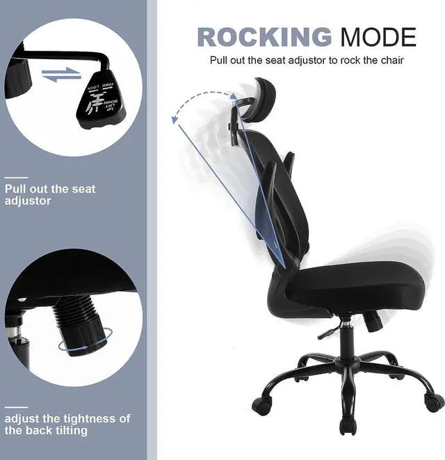 Alt view image 5 of 6 - Office Chair Ergonomic Desk Chair Comfort Adjustable Height with WheelsLumbar Support Mesh Swivel Computer Home Office Study Task Chair Black, Welcome to consult