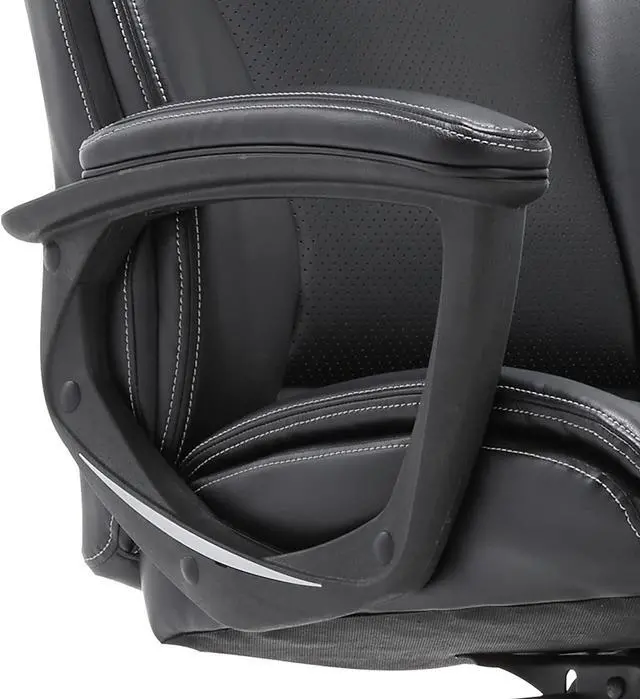 Alt view image 6 of 7 - Serta Executive High Back Office Chair with Lumbar Support Ergonomic Upholstered Swivel Gaming Friendly Design, Bonded Leather, Black