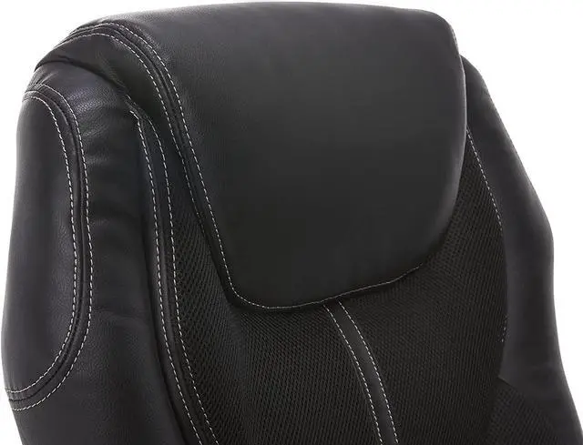 Alt view image 4 of 7 - Serta Executive Office Padded Arms, Adjustable Ergonomic Gaming Desk Chair with Lumbar Support, Faux Leather and Mesh, Black