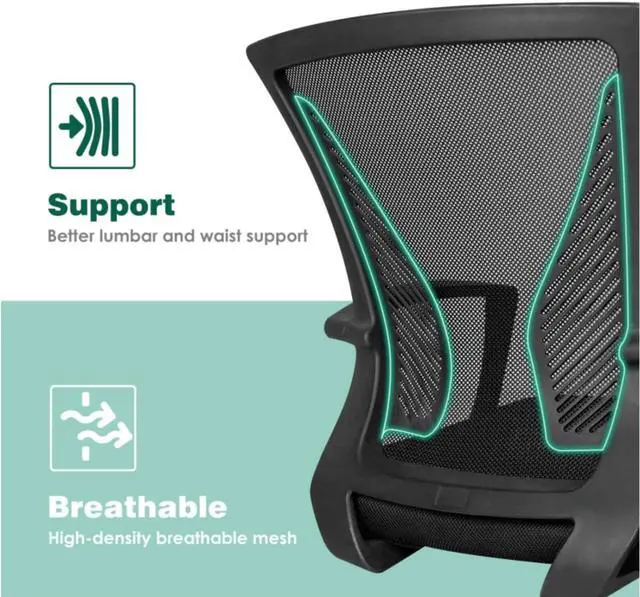 Alt view image 3 of 7 - Office Chair Mesh Computer Chair,Ergonomic Desk Chair with Lumbar Support&Armrest,Adjustable Height Modern Executive Rolling Swivel Chairs Mid Back Task Chair,for Adults,Black