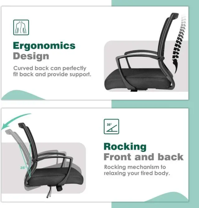 Alt view image 4 of 7 - Office Chair Mesh Computer Chair,Ergonomic Desk Chair with Lumbar Support&Armrest,Adjustable Height Modern Executive Rolling Swivel Chairs Mid Back Task Chair,for Adults,Black