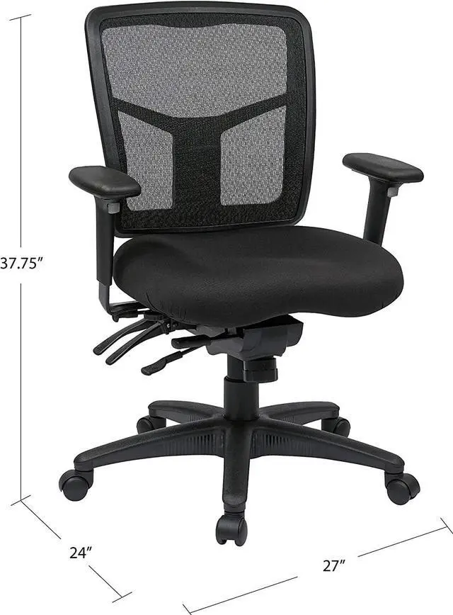 Alt view image 3 of 7 - Office Star ProGrid Breathable Mesh Manager's Office Chair with Adjustable Seat Height, Multi-Function Tilt Control and Seat Slider, Mid Back, Coal FreeFlex Fabric