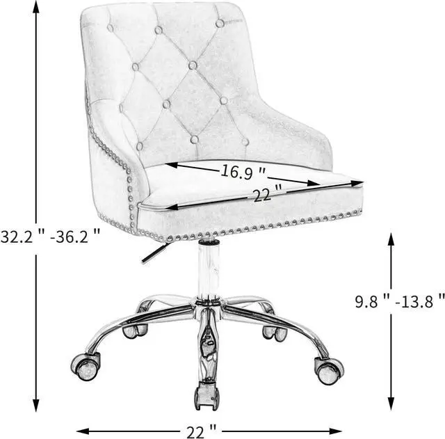 Alt view image 7 of 7 - LOVSPATIO Modern Velvet Home Office Chair,Swivel Adjustable Accent Vanity Chair with Arms Nailhead Trim for Bedroom Living Room Office(Blue)