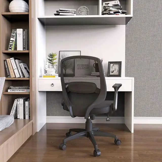 Alt view image 2 of 6 - KOLLIEE Mid Back Mesh Office Chair Ergonomic Swivel Black Desk Office Chair Flip Up Armrests with Lumbar Support Adjustable Height Computer Task Chairs