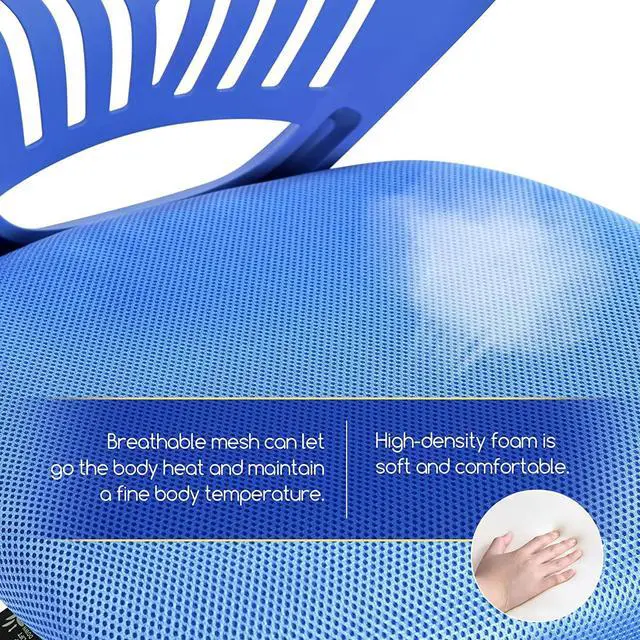 Alt view image 5 of 7 - Yaheetech Students Desk Chair Low-Back Armless Study Chair Swivel Task Chair Cute Bedroom Chair with Lumbar Support Adjustable Height for Youth, Blue