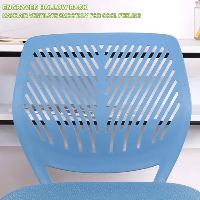 Alt view image 5 of 7 - Children Task Chair Lumbar Mid Back Adjustable Height Study Computer Chair with Mesh Seat Casters for Home Office, School, Blue