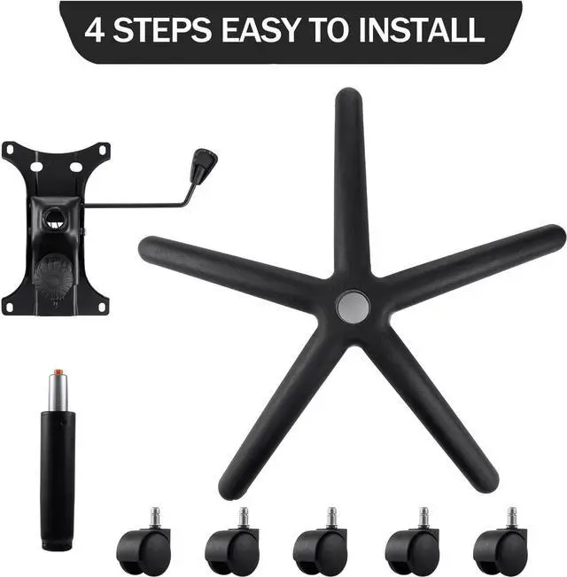 Alt view image 6 of 7 - Topdeep 28" Swivel Chair Base Replacement, Office Chair Base, 350 Pounds Heavy Duty Gaming Chair Replacement Base with Bottom Plate Stand Cylinder and Casters