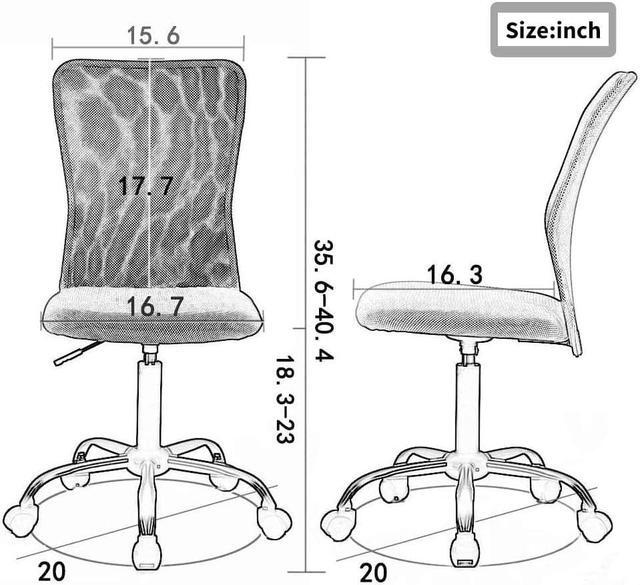 Alt view image 2 of 7 - Ergonomic Desk Chair Mid Back Mesh Chair Height Adjustable Office Chair, Home Office Chair Modern Task Computer Chair No Armrest Executive Rolling Swivel Chair with Casters (Grey)