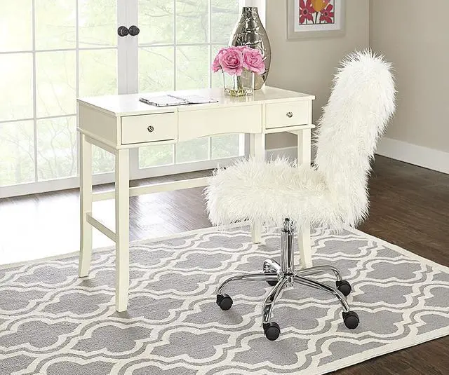 Alt view image 2 of 2 - Linon Cora Faux Flokati Armless Office Chair, White