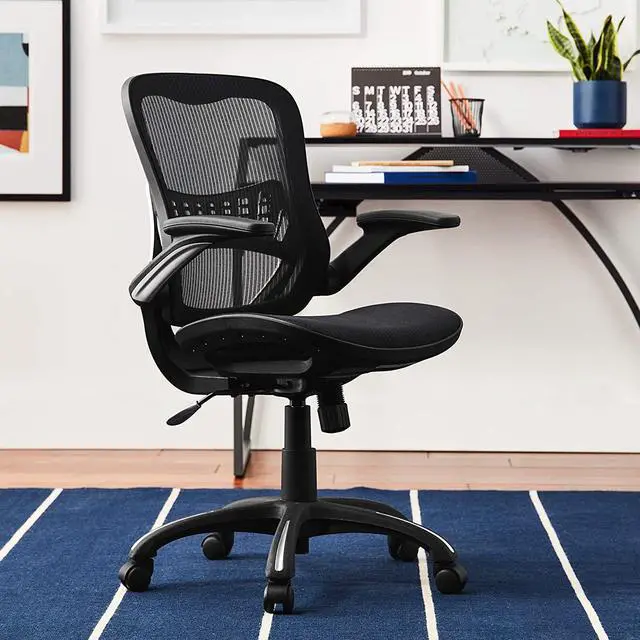 Alt view image 2 of 6 - Office Star Ventilated Manager's Office Desk Chair with Breathable Mesh Seat and Back, Black Base, Black