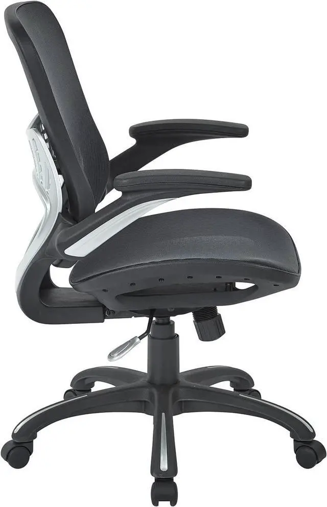 Alt view image 3 of 6 - Office Star Ventilated Manager's Office Desk Chair with Breathable Mesh Seat and Back, Black Base, Black