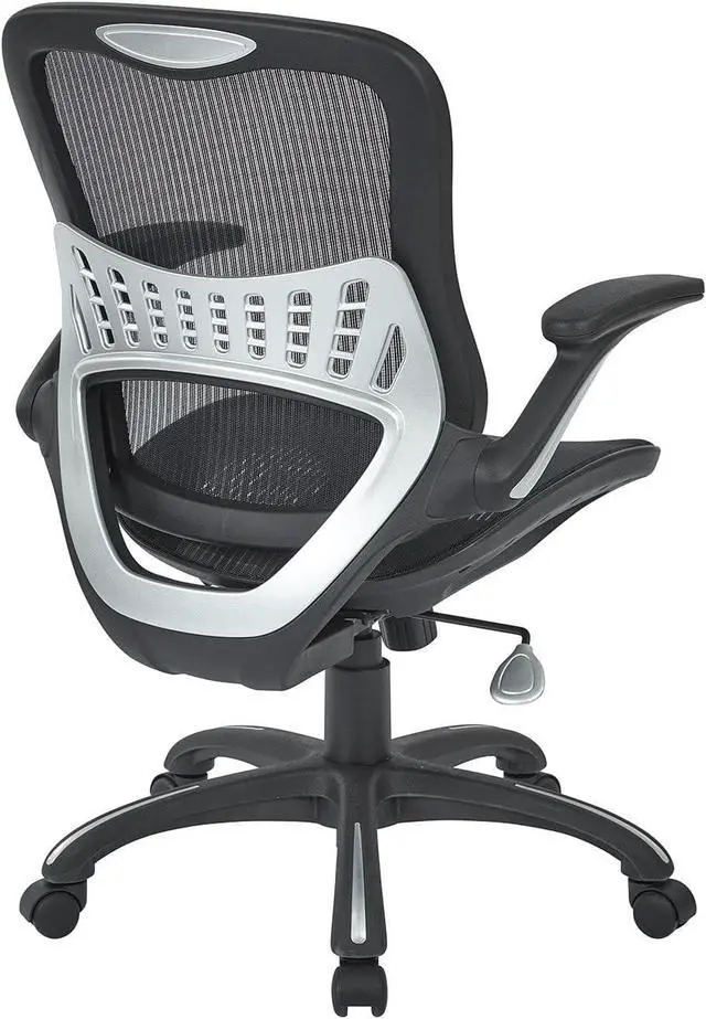 Alt view image 4 of 6 - Office Star Ventilated Manager's Office Desk Chair with Breathable Mesh Seat and Back, Black Base, Black