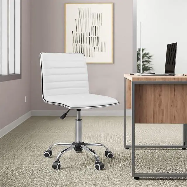 Alt view image 5 of 7 - Office Chair Mid Back Task Chair Adjustable Home Computer Executive Desk Chair with 360° Swivel (White)