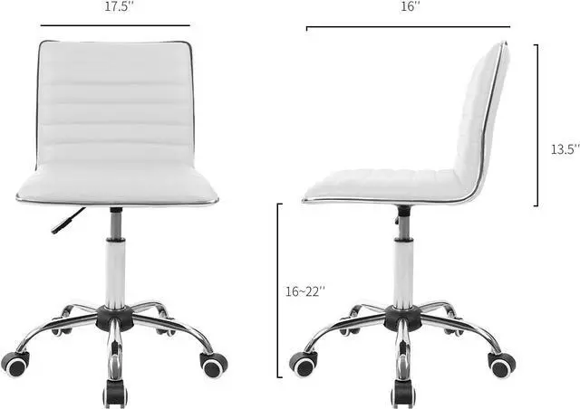 Alt view image 7 of 7 - Office Chair Mid Back Task Chair Adjustable Home Computer Executive Desk Chair with 360° Swivel (White)