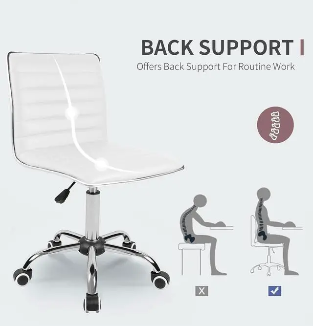 Alt view image 2 of 7 - Office Chair Mid Back Task Chair Adjustable Home Computer Executive Desk Chair with 360° Swivel (White)