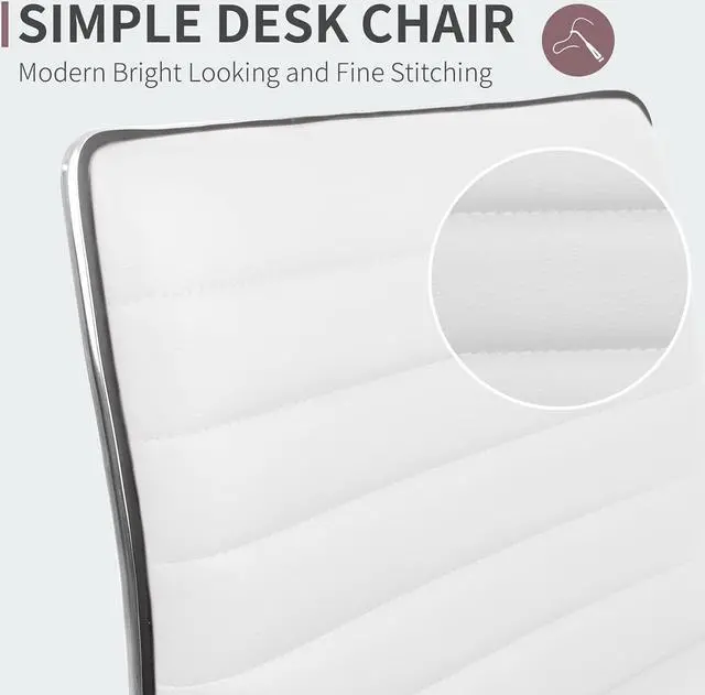 Alt view image 4 of 7 - Office Chair Mid Back Task Chair Adjustable Home Computer Executive Desk Chair with 360° Swivel (White)