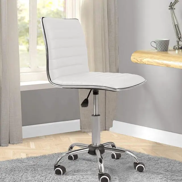 Alt view image 6 of 7 - Office Chair Mid Back Task Chair Adjustable Home Computer Executive Desk Chair with 360° Swivel (White)