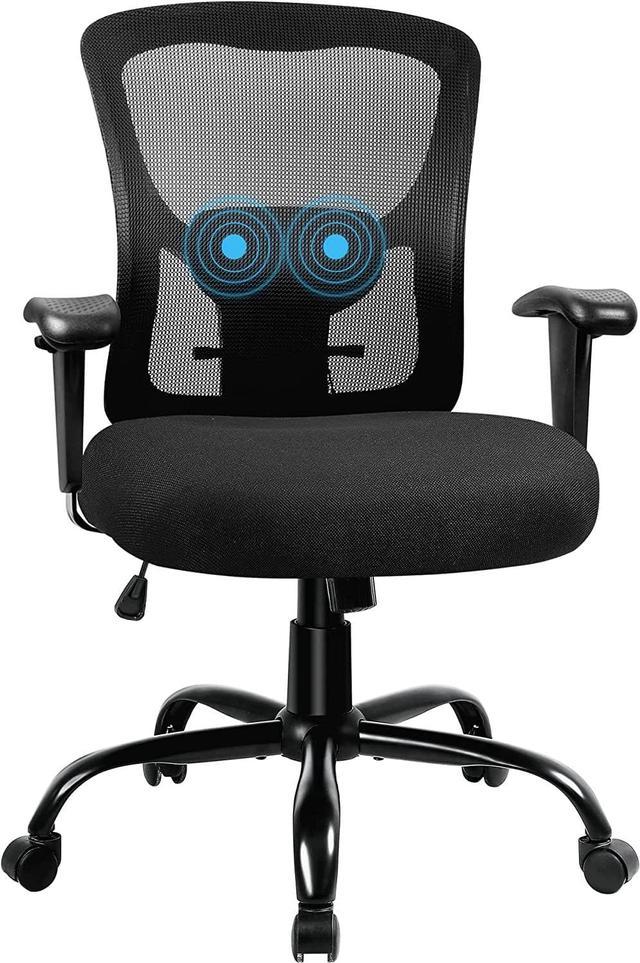Big and Tall Office Chair 400lb- Adjustable Lumbar Support, Heavy Duty Metal Base, High Back Large Executive Office Chair - Black