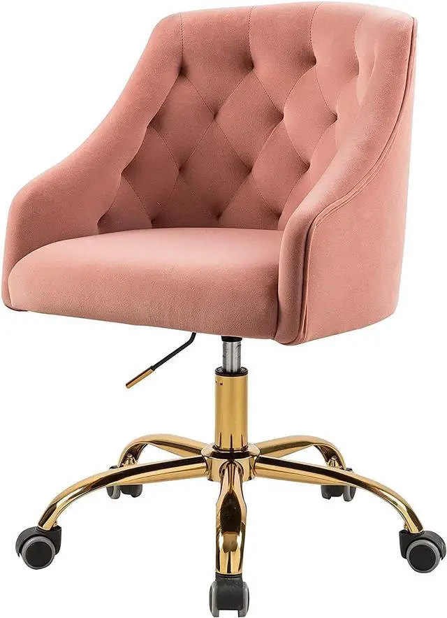 Alt view image 7 of 7 - Sepnine Large Velvet Fabric Swivel Task Chair for Home Office Ergonomic Comfortable Chair - Girls Lovely with Gold Frame for Girls M-6030, Welcome to consult