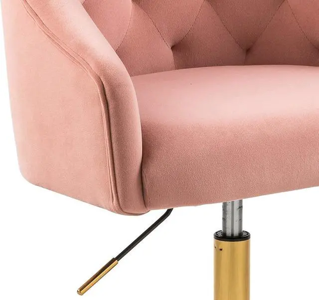 Alt view image 5 of 7 - Sepnine Large Velvet Fabric Swivel Task Chair for Home Office Ergonomic Comfortable Chair - Girls Lovely with Gold Frame for Girls M-6030, Welcome to consult
