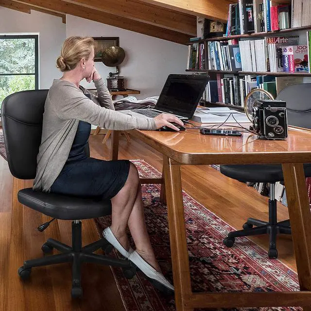 Alt view image 2 of 7 - Yaheetech Armless Office Chair Ergonomic Desk Chair Low Back PU Leather Adjustable Swivel Chair Computer Task Chair, Black