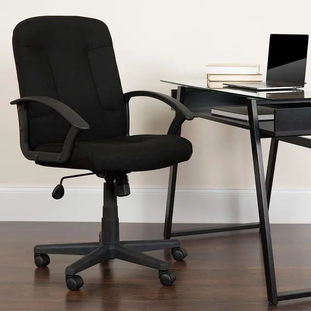 Alt view image 2 of 7 - Flash Furniture Garver Mid-Back Black Fabric Executive Swivel Office Chair with Nylon Arms