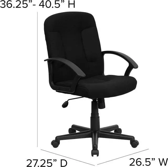 Alt view image 3 of 7 - Flash Furniture Garver Mid-Back Black Fabric Executive Swivel Office Chair with Nylon Arms