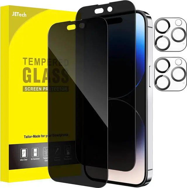 Main image of JETech Privacy Full Coverage Screen Protector for iPhone 14 Pro Max 6.7-Inch (NOT FOR iPhone 14 Pro 6.1-Inch), with Camera Lens Protector, Anti-Spy Tempered Glass Film, 2-Pack Each