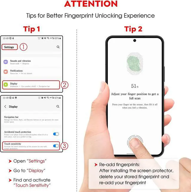 Alt view image 2 of 7 - JETech Screen Protector for Samsung Galaxy S21 FE 5G with Camera Lens Protector, Easy Installation Tool, Tempered Glass Film, Fingerprint ID Compatible, 2-Pack Each
