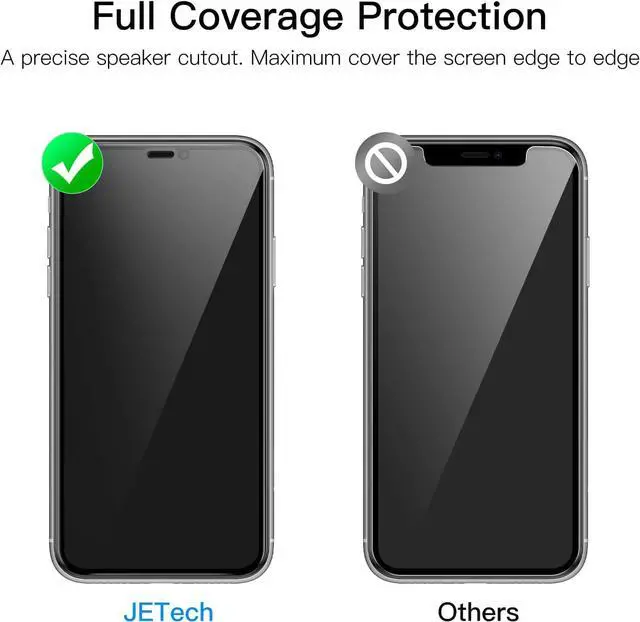 Alt view image 4 of 6 - JETech Privacy Full Coverage Screen Protector for iPhone 11 Pro/X/XS 5.8-Inch, Anti-Spy Tempered Glass Film, Edge to Edge Protection Case-Friendly, 2-Pack