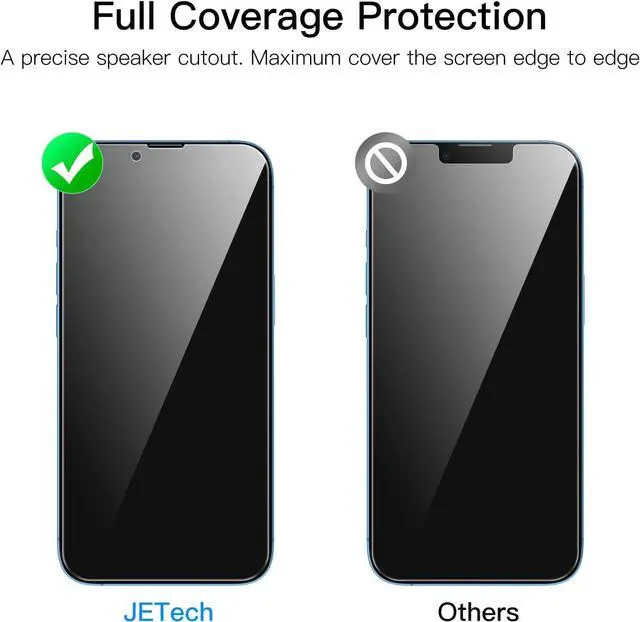 Alt view image 4 of 7 - JETech Privacy Full Coverage Screen Protector for iPhone 13 mini 5.4-Inch, Anti-Spy Tempered Glass Film, Edge to Edge Protection Case-Friendly, 2-Pack