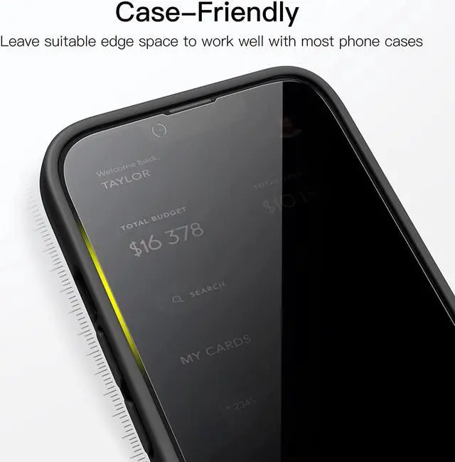 Alt view image 7 of 7 - JETech Privacy Full Coverage Screen Protector for iPhone 13 mini 5.4-Inch, Anti-Spy Tempered Glass Film, Edge to Edge Protection Case-Friendly, 2-Pack
