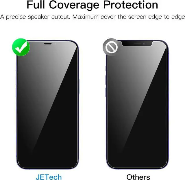 Alt view image 4 of 7 - JETech Privacy Full Coverage Screen Protector for iPhone 12 mini 5.4-Inch, Anti-Spy Tempered Glass Film, Edge to Edge Protection Case-Friendly, 2-Pack