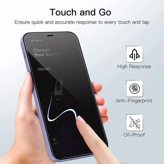 Alt view image 6 of 7 - JETech Privacy Full Coverage Screen Protector for iPhone 12 mini 5.4-Inch, Anti-Spy Tempered Glass Film, Edge to Edge Protection Case-Friendly, 2-Pack
