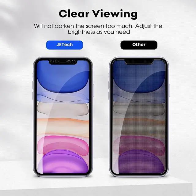 Alt view image 6 of 7 - JETech 4 Way 360° Privacy Screen Protector for iPhone 11/iPhone XR 6.1-Inch, Anti-Spy Full Coverage Tempered Glass Film with Easy Installation Tool, 2-Pack