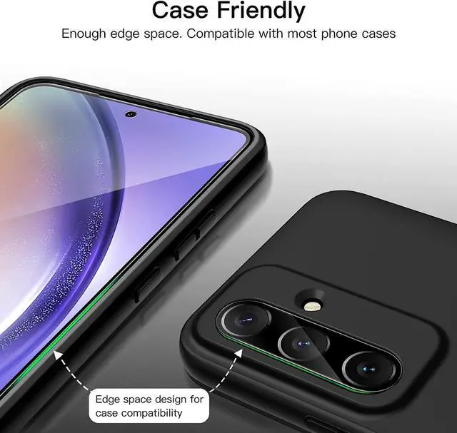 Alt view image 6 of 7 - JETech Screen Protector for Samsung Galaxy A54 5G 6.4-Inch with Camera Lens Protector, Tempered Glass Film, HD Clear, 2-Pack Each
