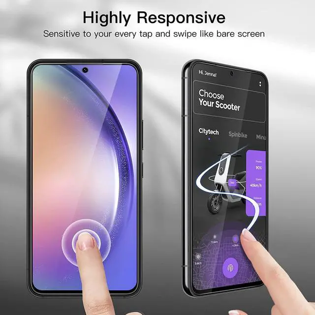 Alt view image 7 of 7 - JETech Screen Protector for Samsung Galaxy A54 5G 6.4-Inch with Camera Lens Protector, Tempered Glass Film, HD Clear, 2-Pack Each