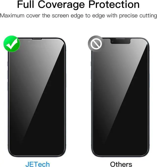 Alt view image 2 of 7 - JETech Full Coverage Screen Protector for iPhone 14 6.1-Inch (NOT FOR iPhone 14 Plus 6.7-Inch) with Camera Lens Protector, Tempered Glass Film, HD Clear, 2-Pack Each