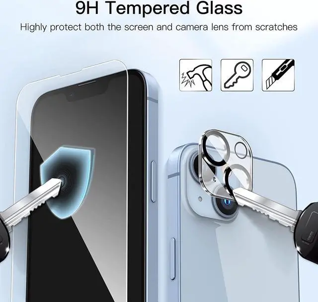 Alt view image 6 of 7 - JETech Full Coverage Screen Protector for iPhone 14 6.1-Inch (NOT FOR iPhone 14 Plus 6.7-Inch) with Camera Lens Protector, Tempered Glass Film, HD Clear, 2-Pack Each