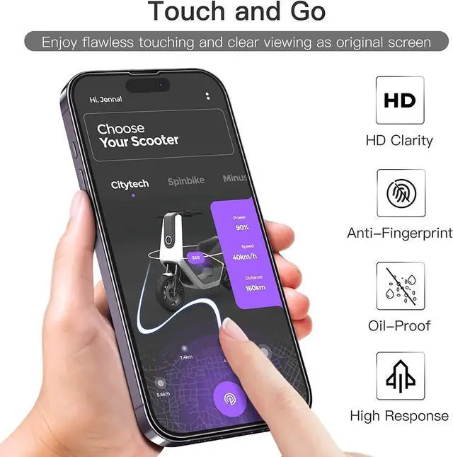 Alt view image 6 of 7 - JETech Full Coverage Screen Protector for iPhone 14 Pro Max 6.7-Inch (NOT FOR iPhone 14 Pro 6.1-Inch), Black Edge Tempered Glass Film with Easy Installation Tool, Case-Friendly, HD Clear, 3-Pack
