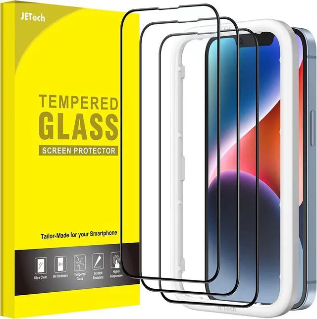 Main image of JETech Full Coverage Screen Protector for iPhone 14 6.1-Inch, Black Edge Tempered Glass Film with Easy Installation Tool, Case-Friendly, HD Clear, 3-Pack