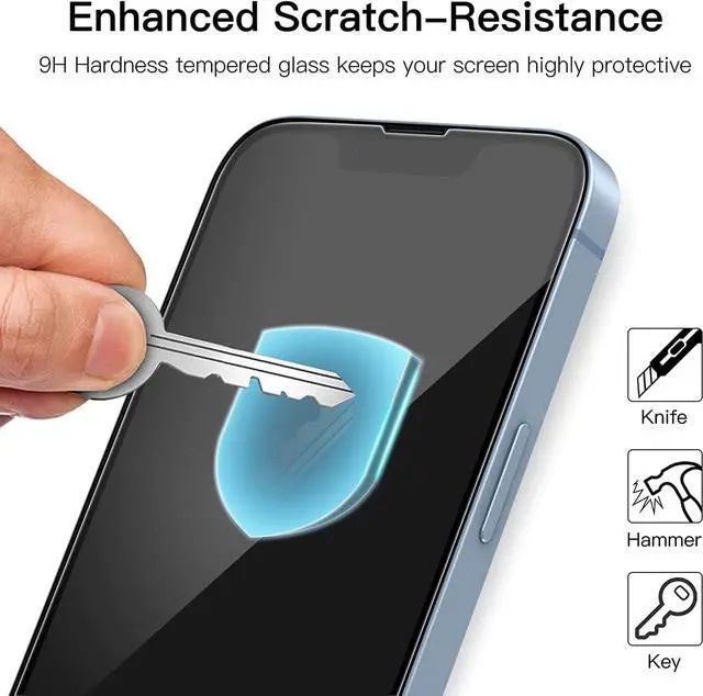 Alt view image 5 of 7 - JETech Full Coverage Screen Protector for iPhone 14 6.1-Inch, Black Edge Tempered Glass Film with Easy Installation Tool, Case-Friendly, HD Clear, 3-Pack