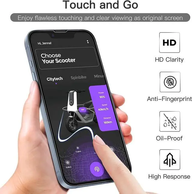 Alt view image 6 of 7 - JETech Full Coverage Screen Protector for iPhone 14 6.1-Inch, Black Edge Tempered Glass Film with Easy Installation Tool, Case-Friendly, HD Clear, 3-Pack