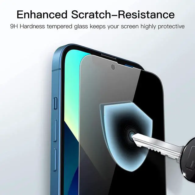 Alt view image 5 of 7 - Privacy Full Coverage Screen Protector for iPhone 16e 2025 iPhone 13/13 Pro 6.1-Inch Anti-Spy Tempered Glass Film Edge to Edge Protection Case-Friendly 2-Pack