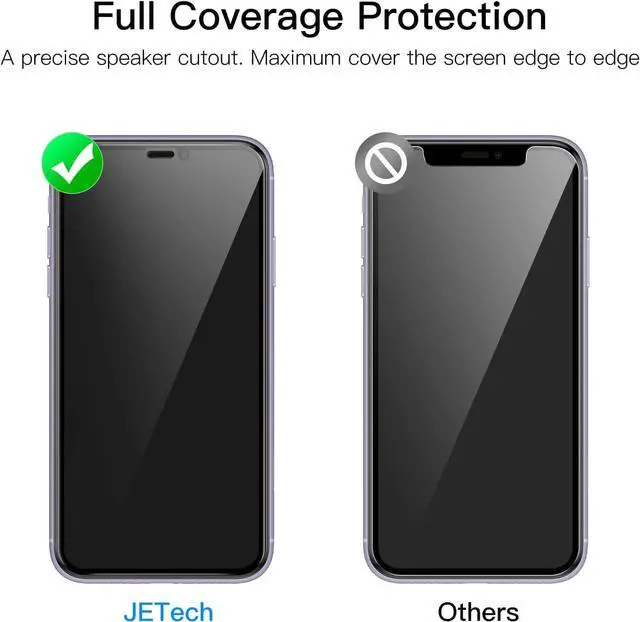 Alt view image 4 of 6 - JETech Privacy Full Coverage Screen Protector for iPhone 11/XR 6.1-Inch, Anti-Spy Tempered Glass Film, Edge to Edge Protection Case-Friendly, 2-Pack