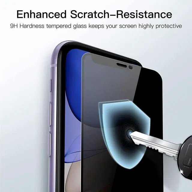 Alt view image 5 of 6 - JETech Privacy Full Coverage Screen Protector for iPhone 11/XR 6.1-Inch, Anti-Spy Tempered Glass Film, Edge to Edge Protection Case-Friendly, 2-Pack