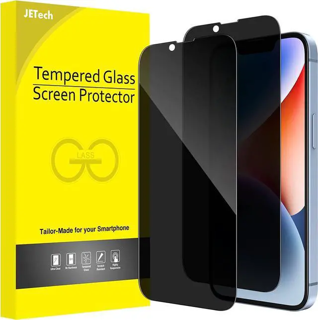 Main image of JETech Privacy Full Coverage Screen Protector for iPhone 14 6.1-Inch (NOT FOR iPhone 14 Plus 6.7-Inch), Anti-Spy Tempered Glass Film, Edge to Edge Protection Case-Friendly, 2-Pack
